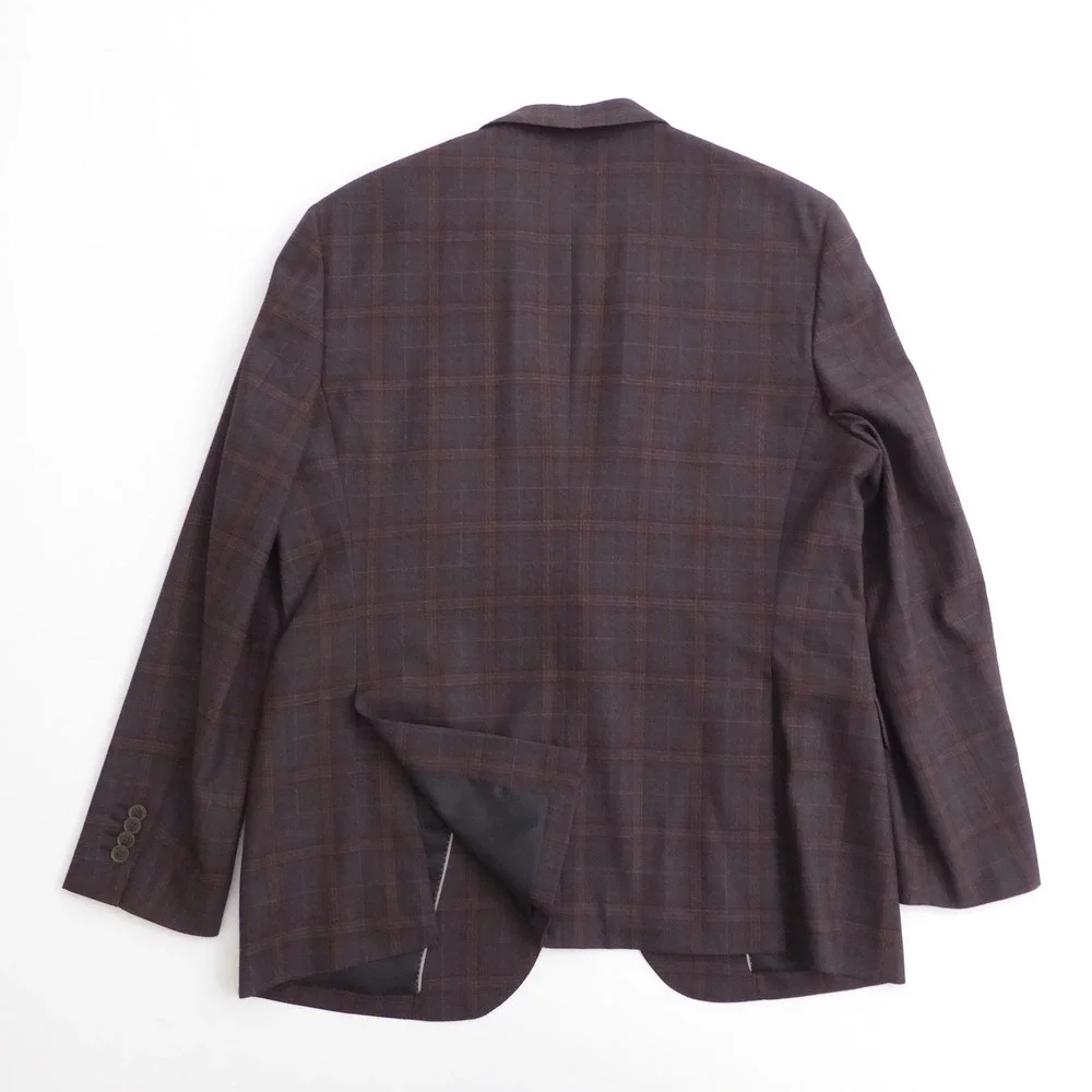 Joseph Abboud Mens Blazer Jacket Brown Plaid 100% Wool 42 Regular